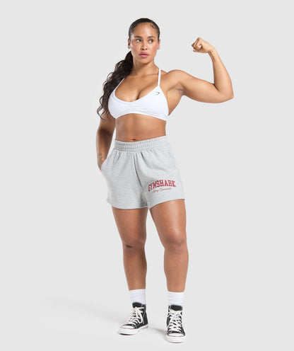 Women's Gymshark Lifting Essentials Graphic Brushed 4' Shorts Light Grey Core Marl