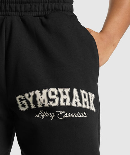 Women's Gymshark Lifting Essentials Graphic Brushed Oversized Joggers Black