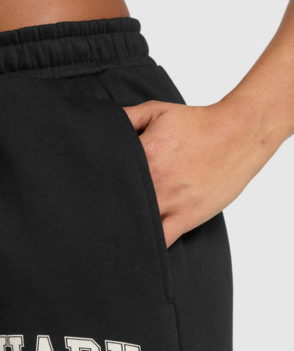 Women's Gymshark Lifting Essentials Graphic Brushed Oversized Joggers Black