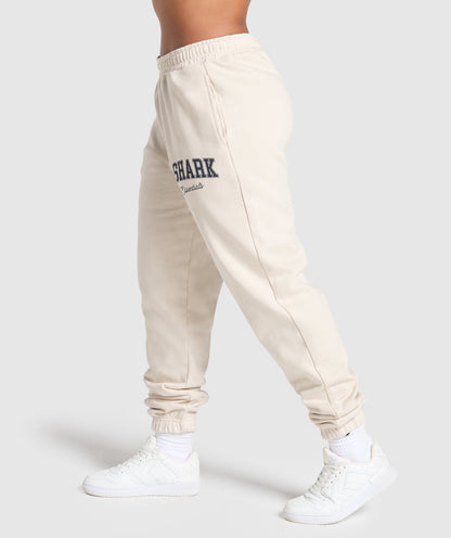 Women's Gymshark Lifting Essentials Graphic Brushed Oversized Joggers Oat White