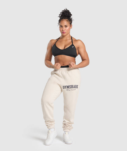 Women's Gymshark Lifting Essentials Graphic Brushed Oversized Joggers Oat White