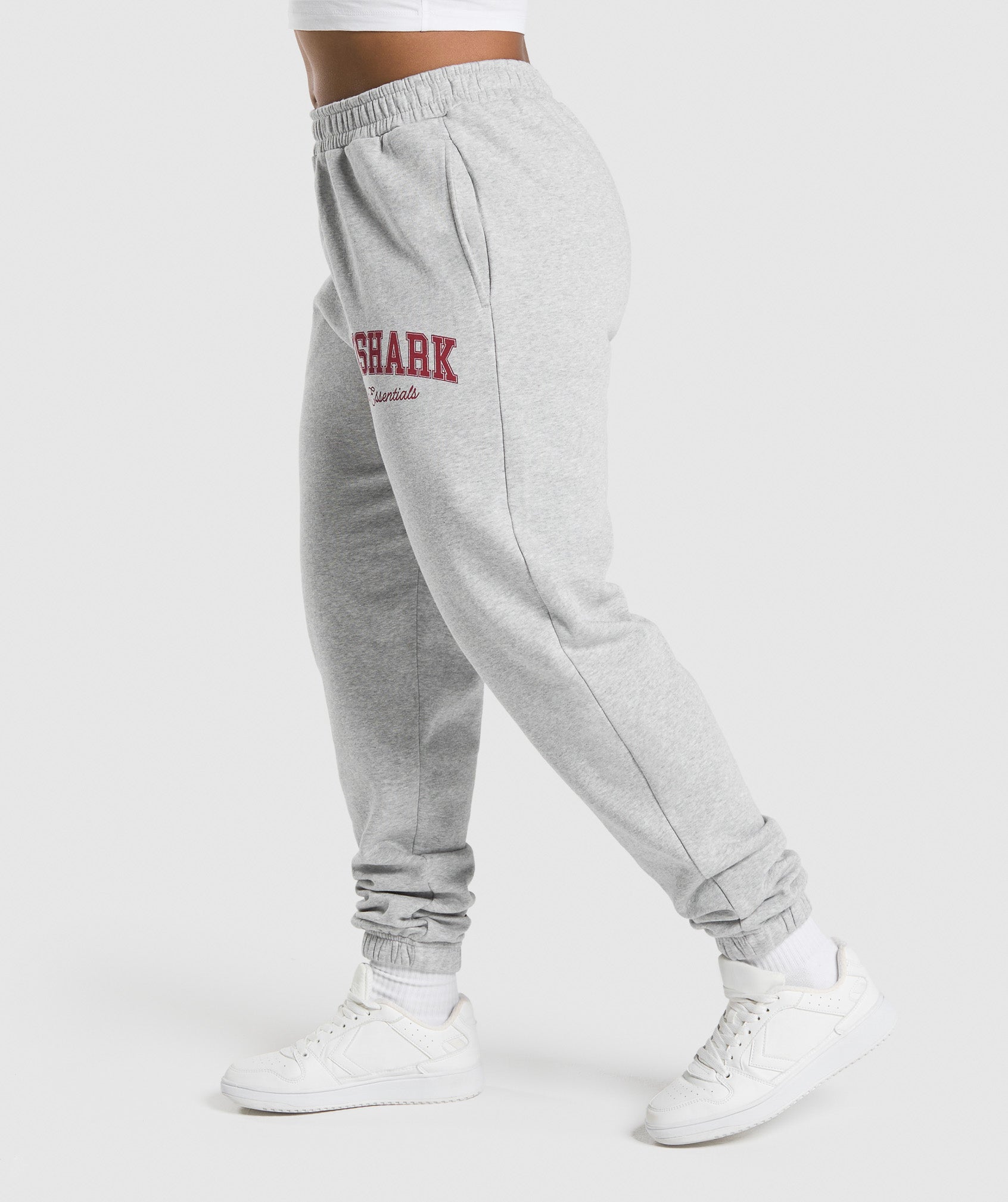 Women's Gymshark Lifting Essentials Graphic Brushed Oversized Joggers Light Grey Core Marl