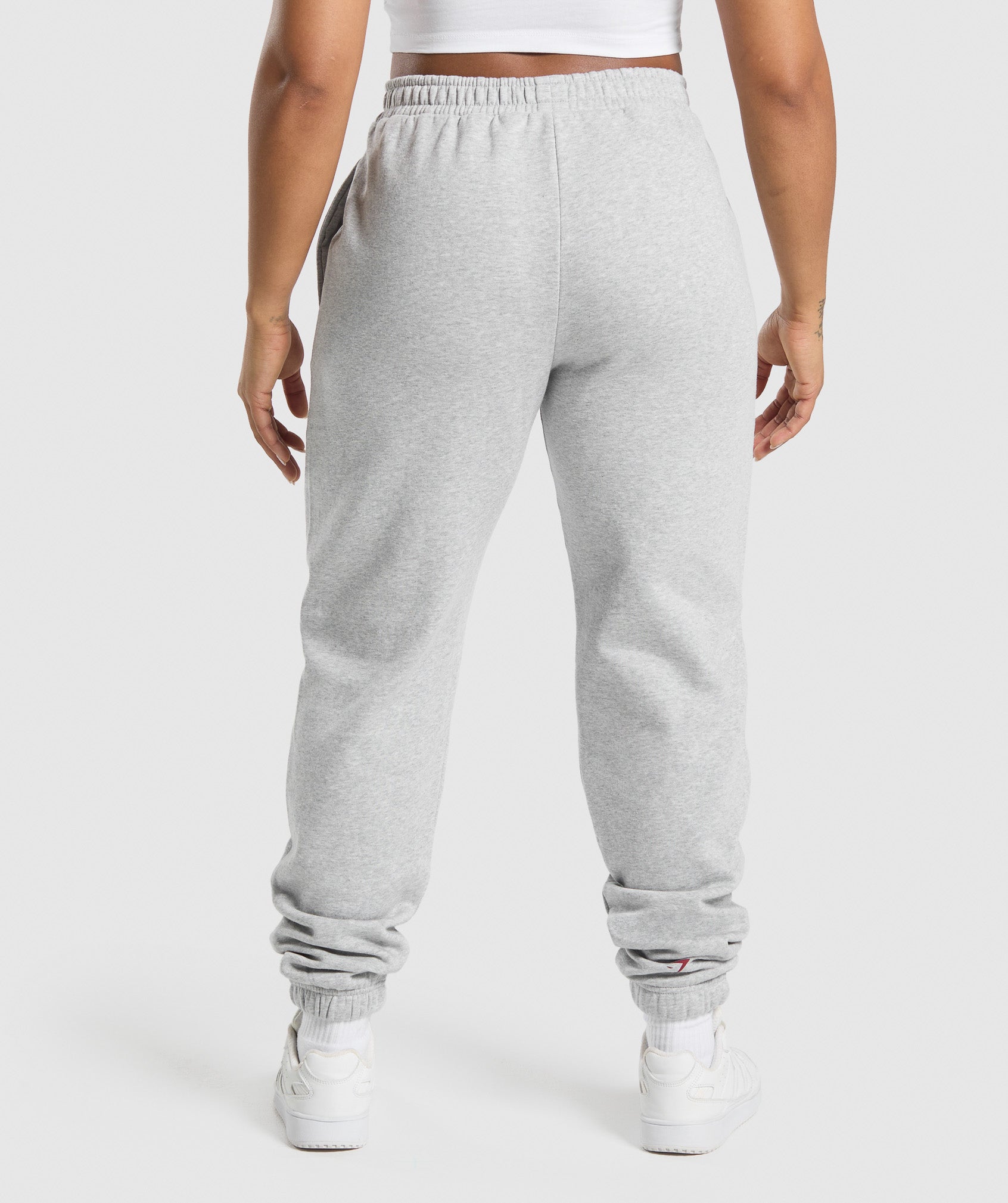 Women's Gymshark Lifting Essentials Graphic Brushed Oversized Joggers Light Grey Core Marl