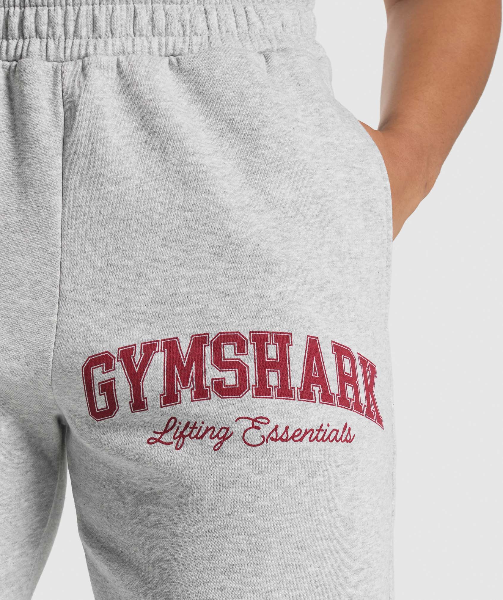Women's Gymshark Lifting Essentials Graphic Brushed Oversized Joggers Light Grey Core Marl