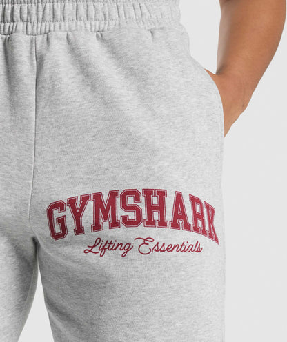 Women's Gymshark Lifting Essentials Graphic Brushed Oversized Joggers Light Grey Core Marl