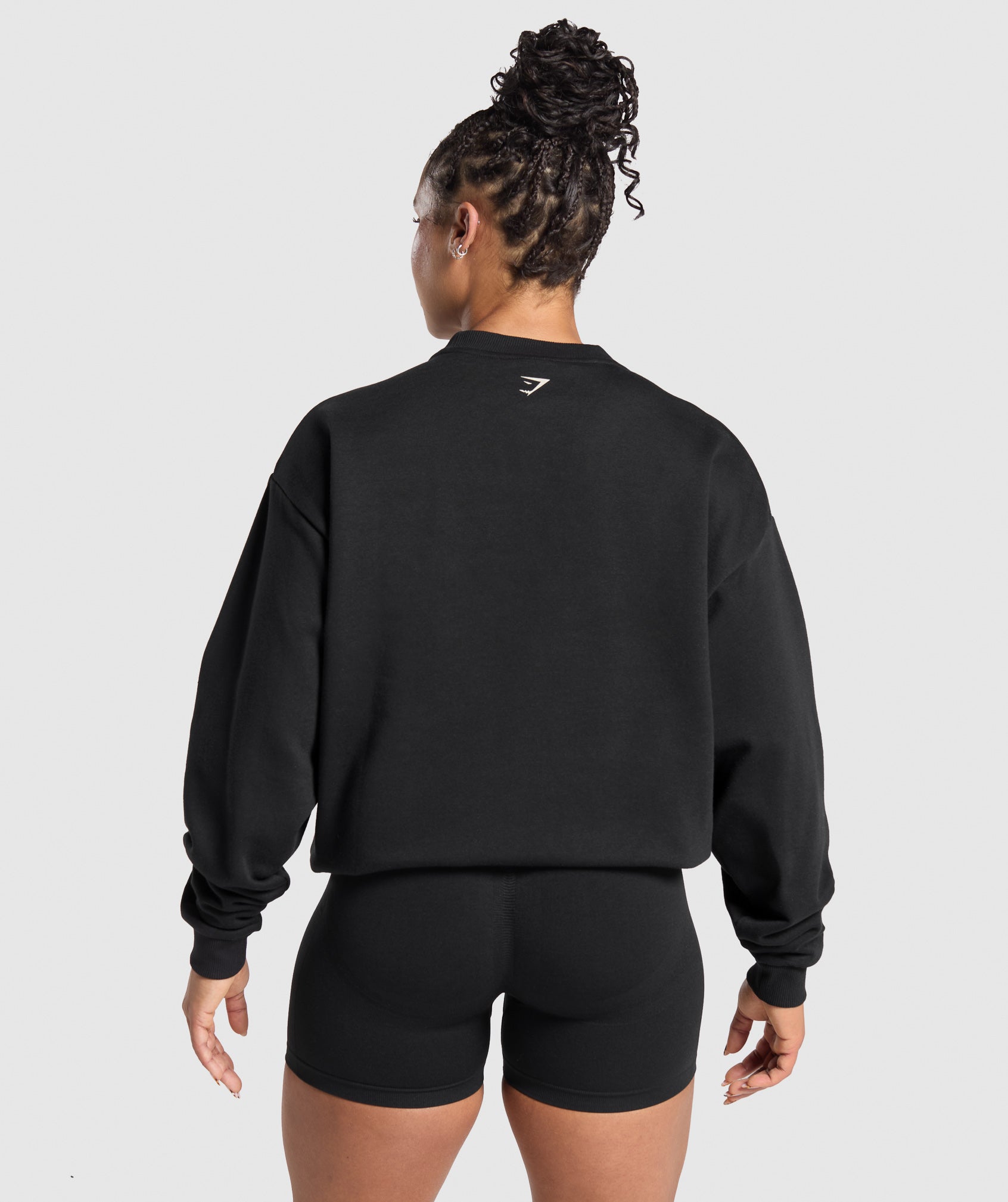 Women's Gymshark Lifting Essentials Graphic Brushed Oversized Sweatshirt Black