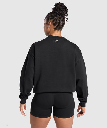Women's Gymshark Lifting Essentials Graphic Brushed Oversized Sweatshirt Black