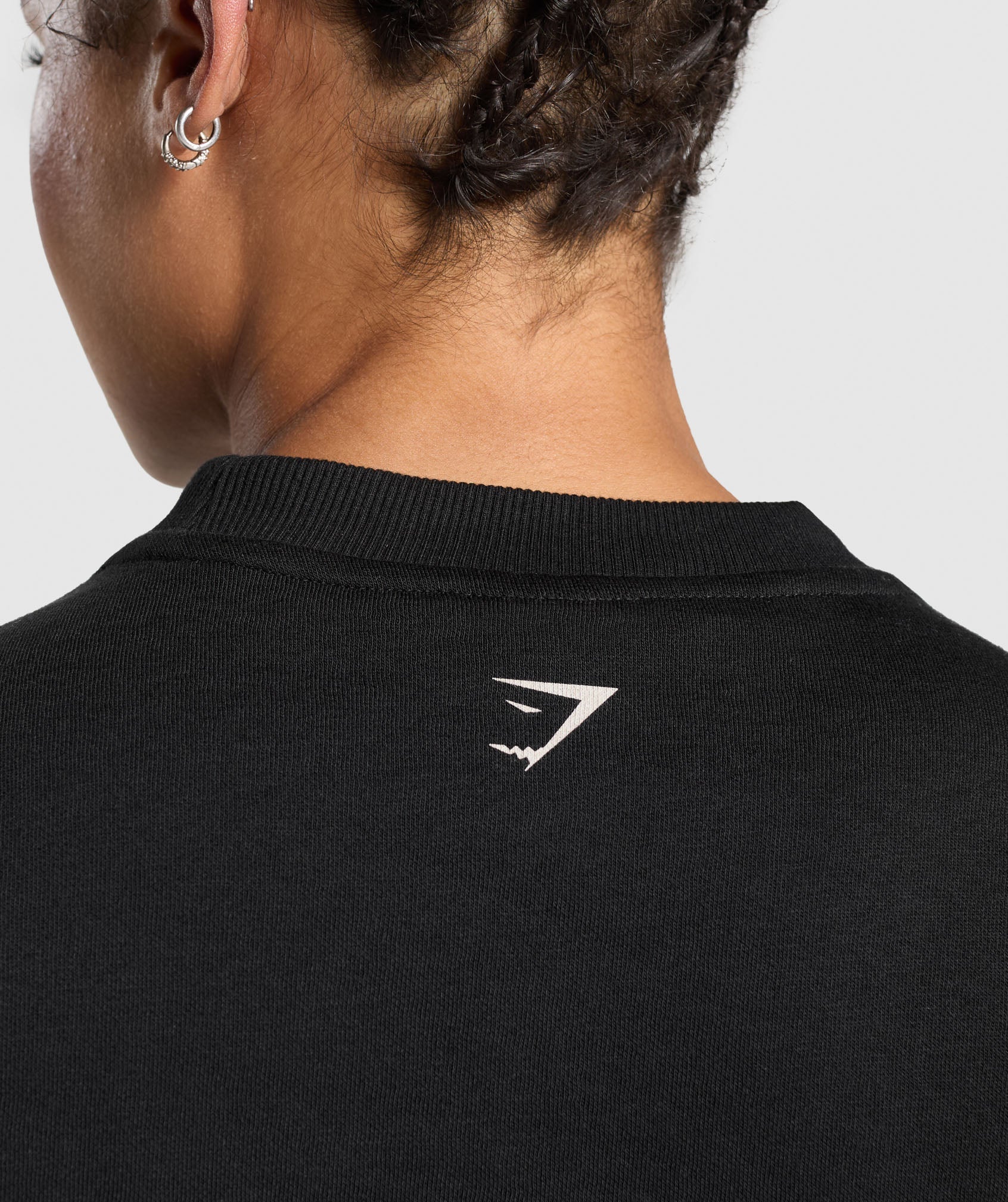 Women's Gymshark Lifting Essentials Graphic Brushed Oversized Sweatshirt Black