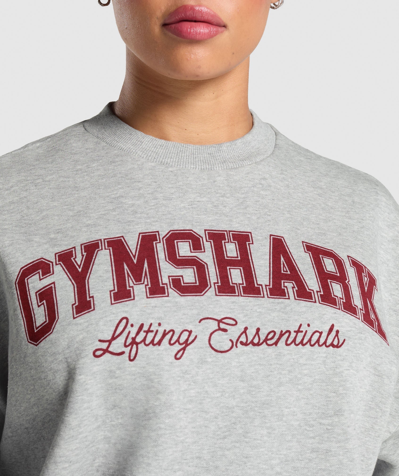 Women's Gymshark Lifting Essentials Graphic Brushed Oversized Sweatshirt Light Grey Core Marl