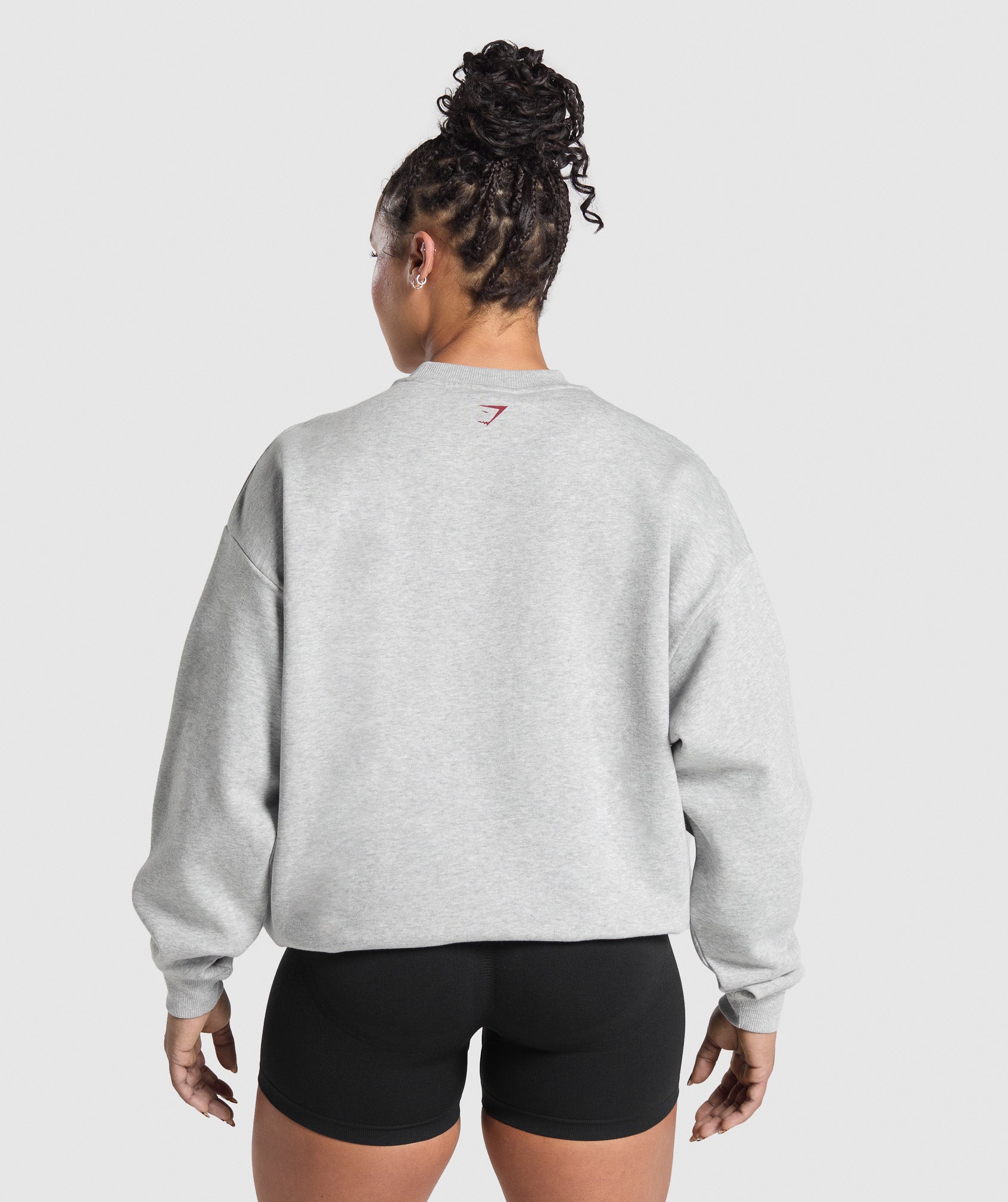 Women's Gymshark Lifting Essentials Graphic Brushed Oversized Sweatshirt Light Grey Core Marl
