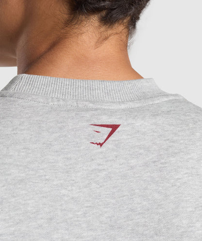 Women's Gymshark Lifting Essentials Graphic Brushed Oversized Sweatshirt Light Grey Core Marl