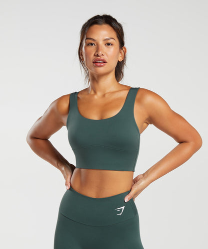 Women's Gymshark Longline Sports Bra Fog Green
