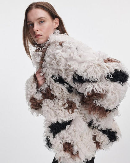Rag & Bone Lori Patchwork Shearling Coat