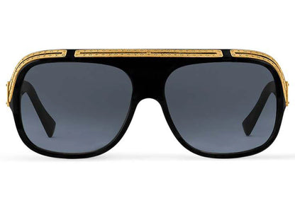 Louis Vuitton 1.0 Millionaires Sunglasses Black, front view showing oversized wrap frame and LV Monogram detail
