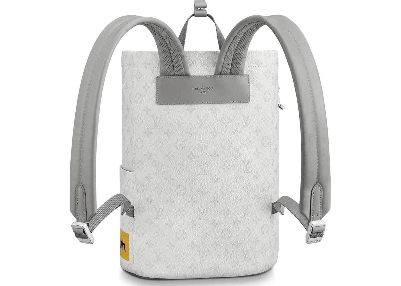louis vuitton chalk backpack monogram logo story white 