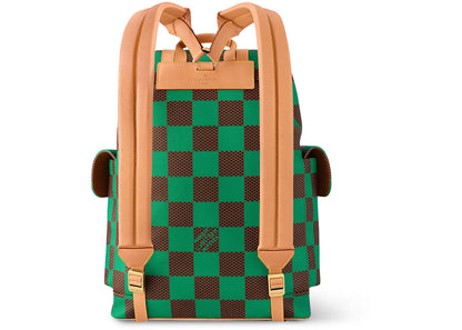 louis vuitton christopher mm backpack damier pop green 