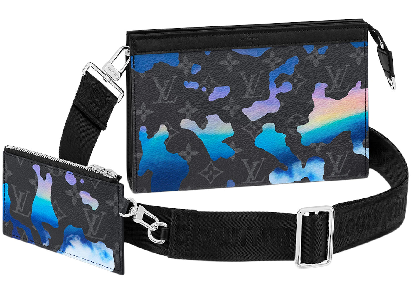 louis vuitton gaston wearable wallet sunrise monogram eclipse black/grey/multi 
