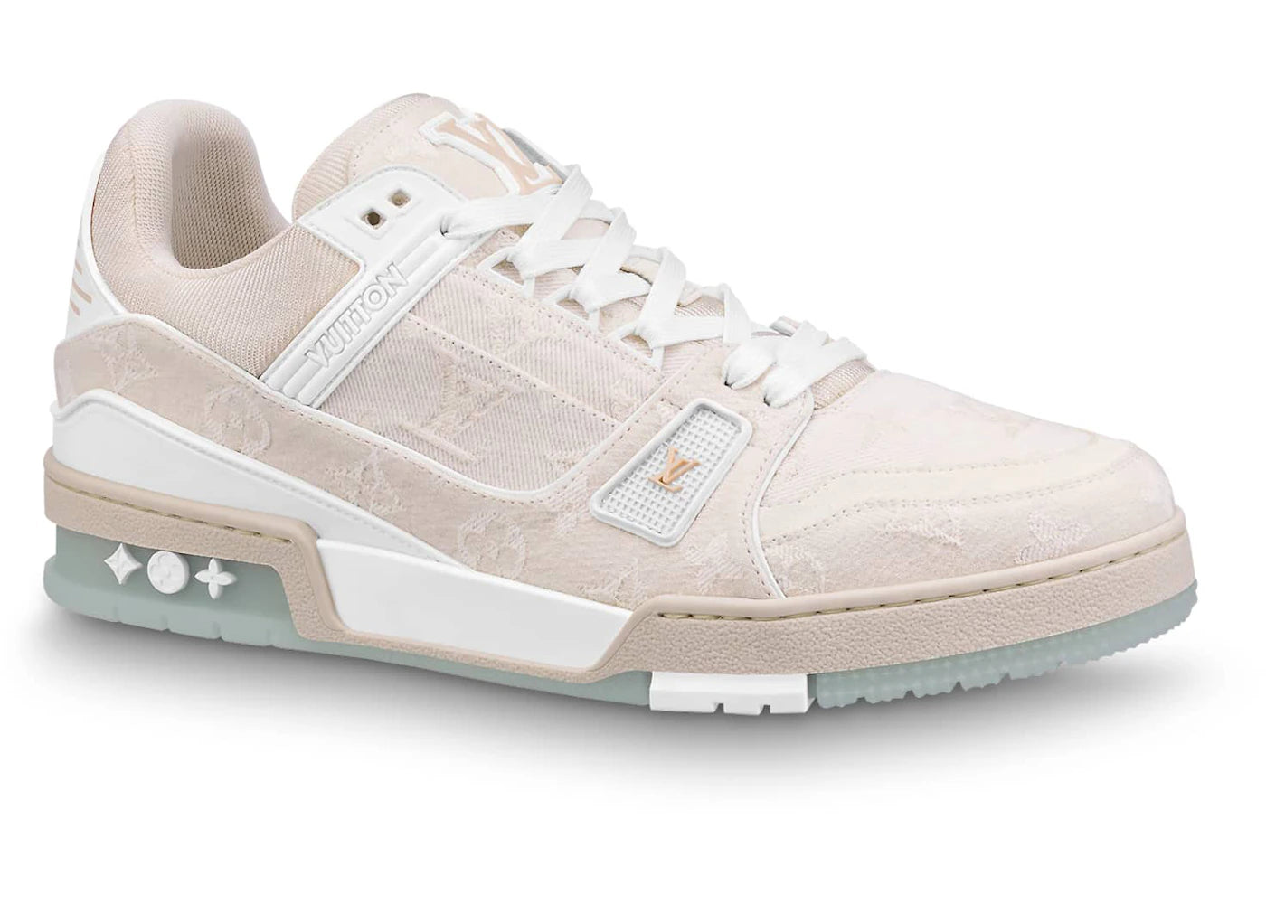 louis vuitton lv trainer beige monogram demin