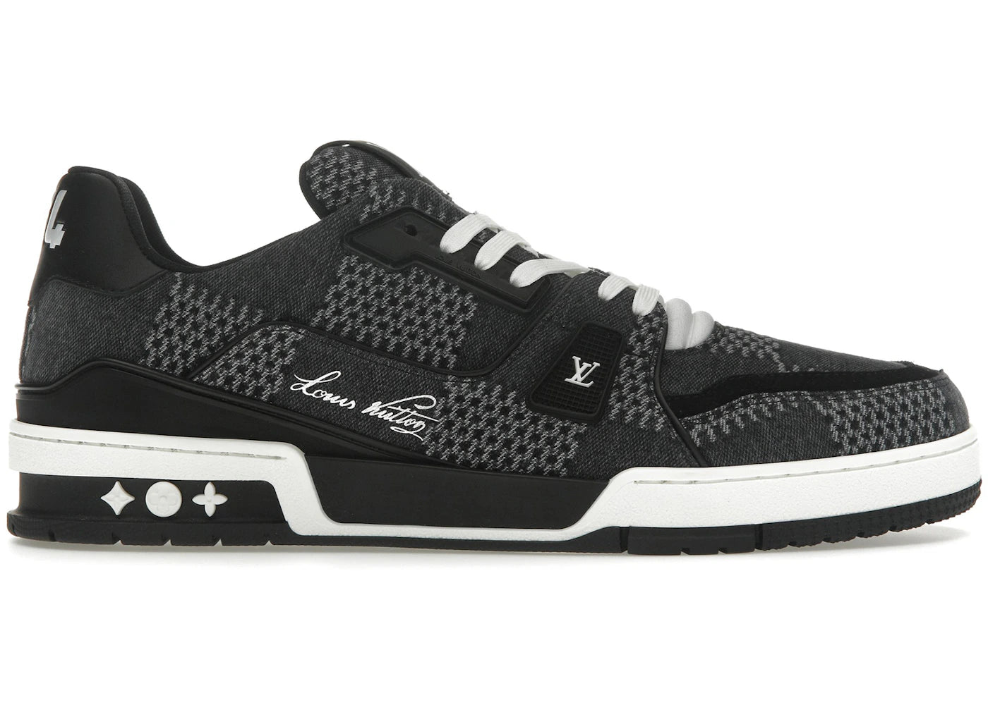 louis vuitton lv trainer black damier 3d denim