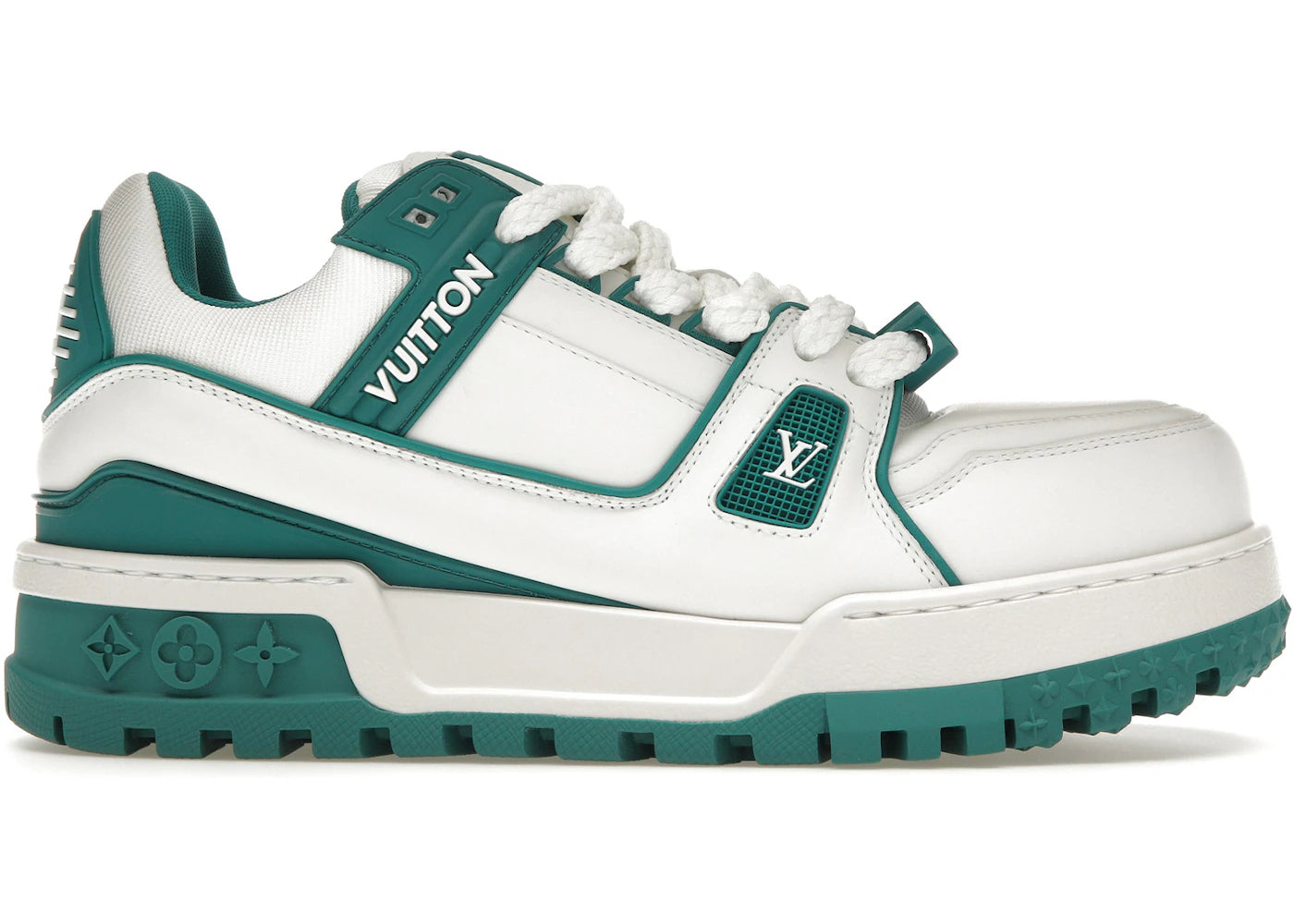 louis vuitton lv trainer maxi sneaker white green
