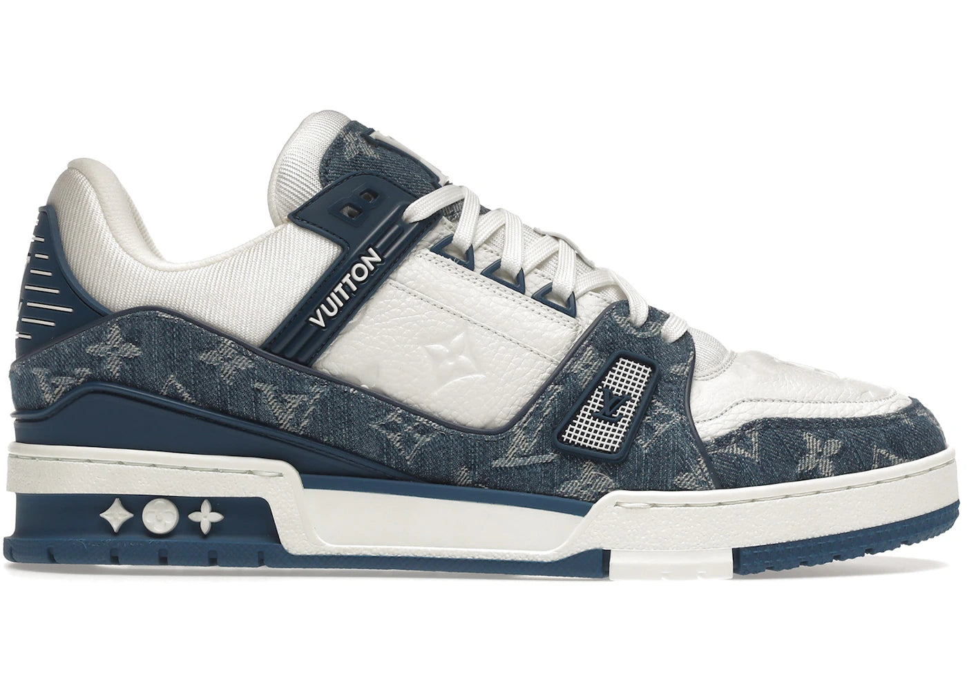 louis vuitton lv trainer monogram denim white blue