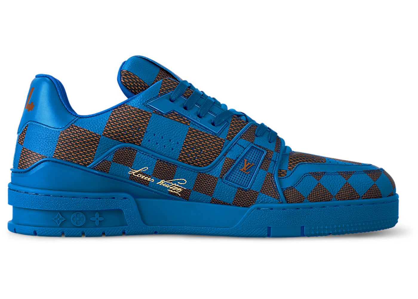 louis vuitton lv trainer sneaker damier pop blue