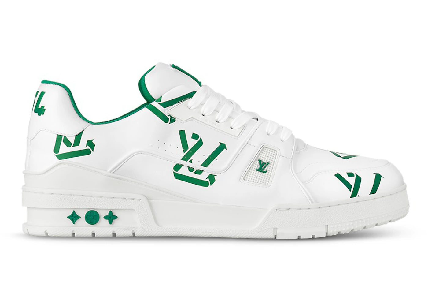 Louis Vuitton Lv Trainer White Green Recycled