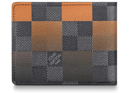 louis vuitton multiple wallet damier graphite giant (3 card slot) orange 