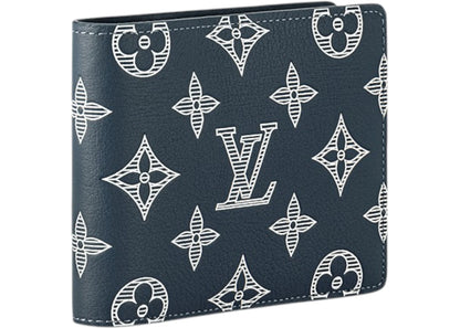 louis vuitton multiple wallet monogram shadow ink blue/white 