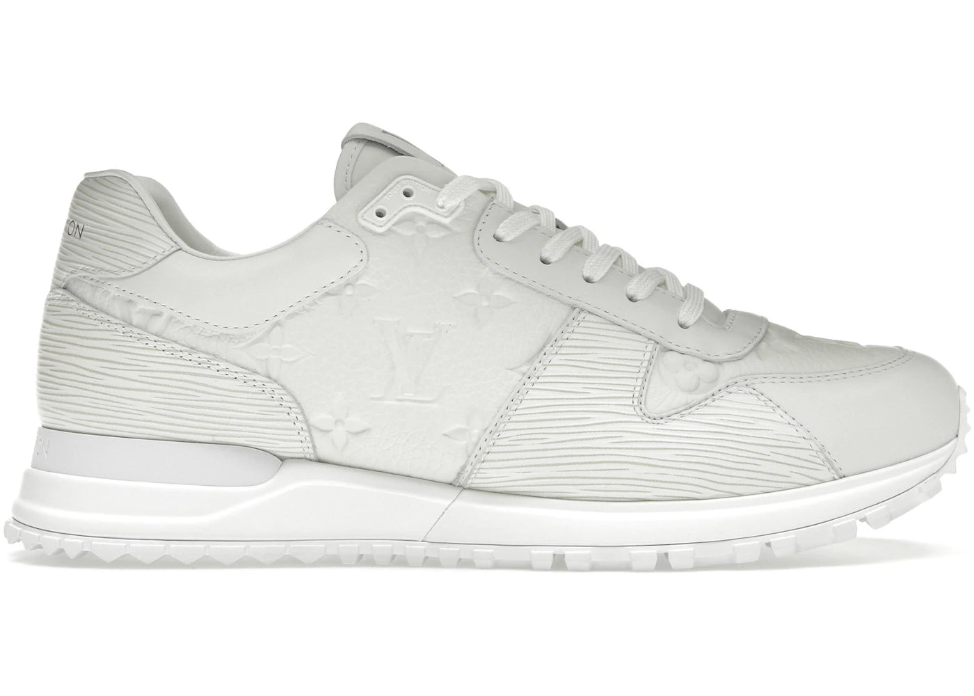 louis vuitton run away sneaker monogram embossed leather white