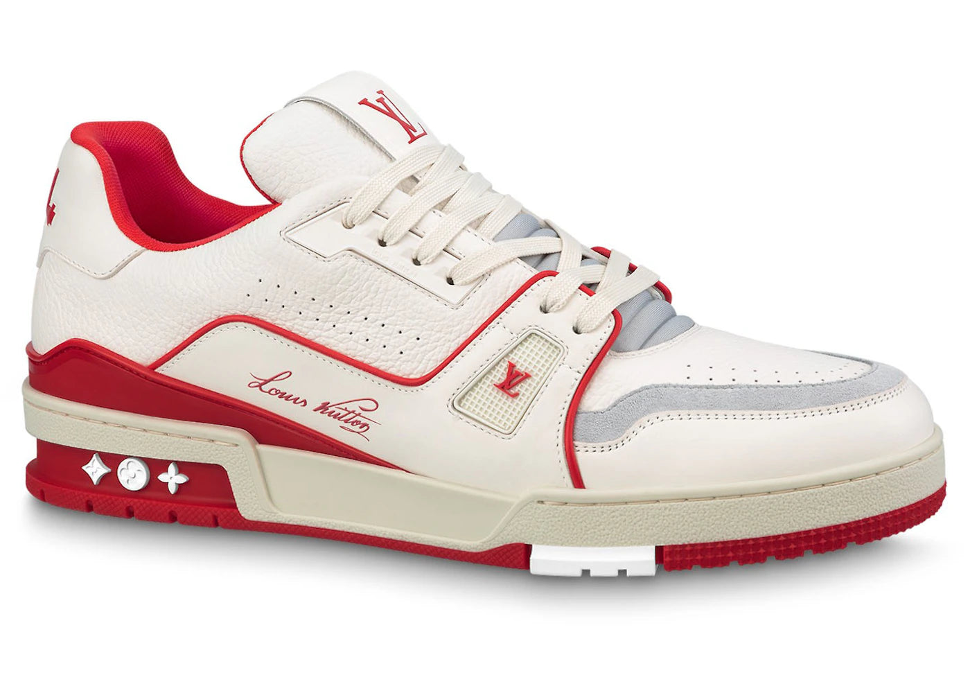 louis vuitton trainer #54 signature white red