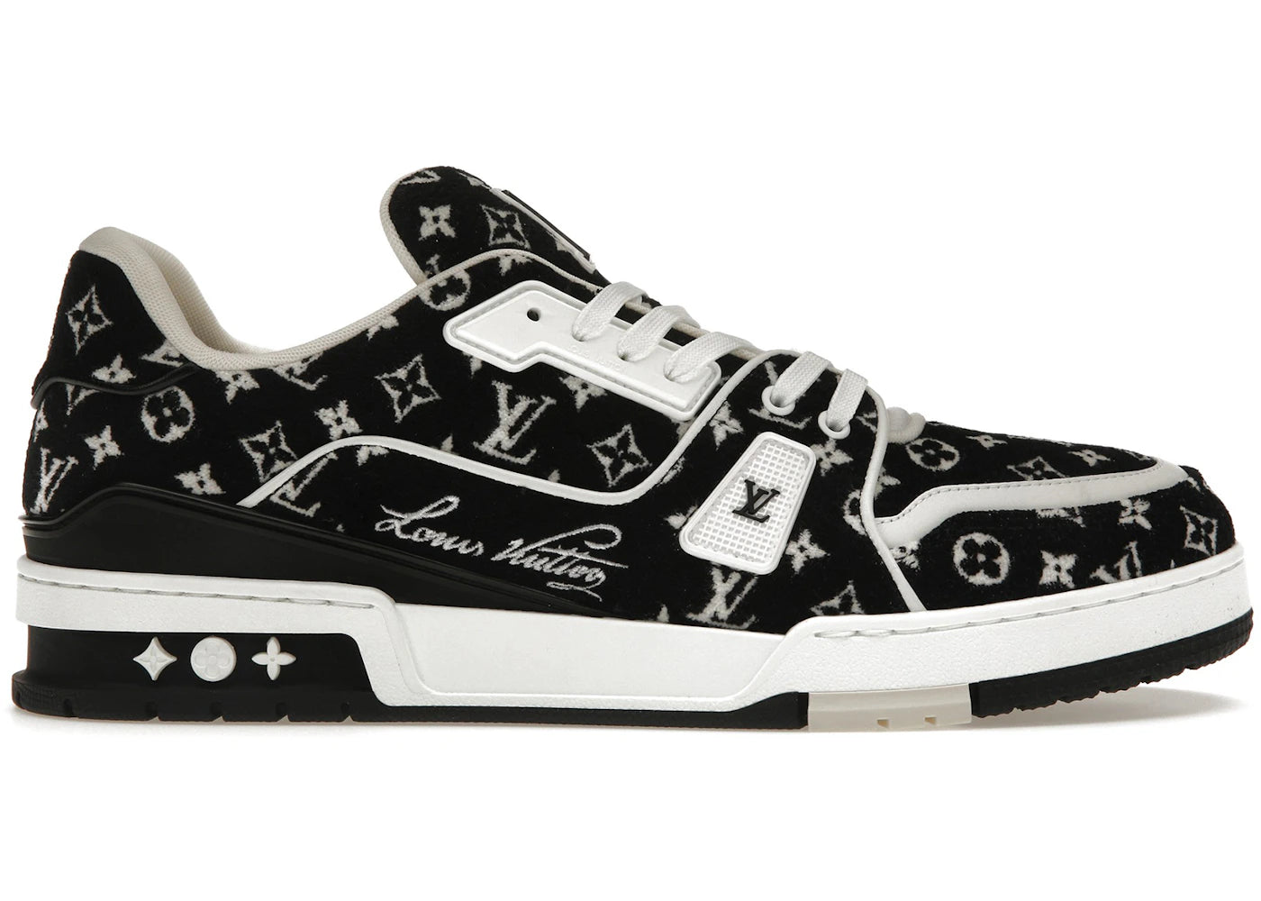 louis vuitton trainer black monogram textile
