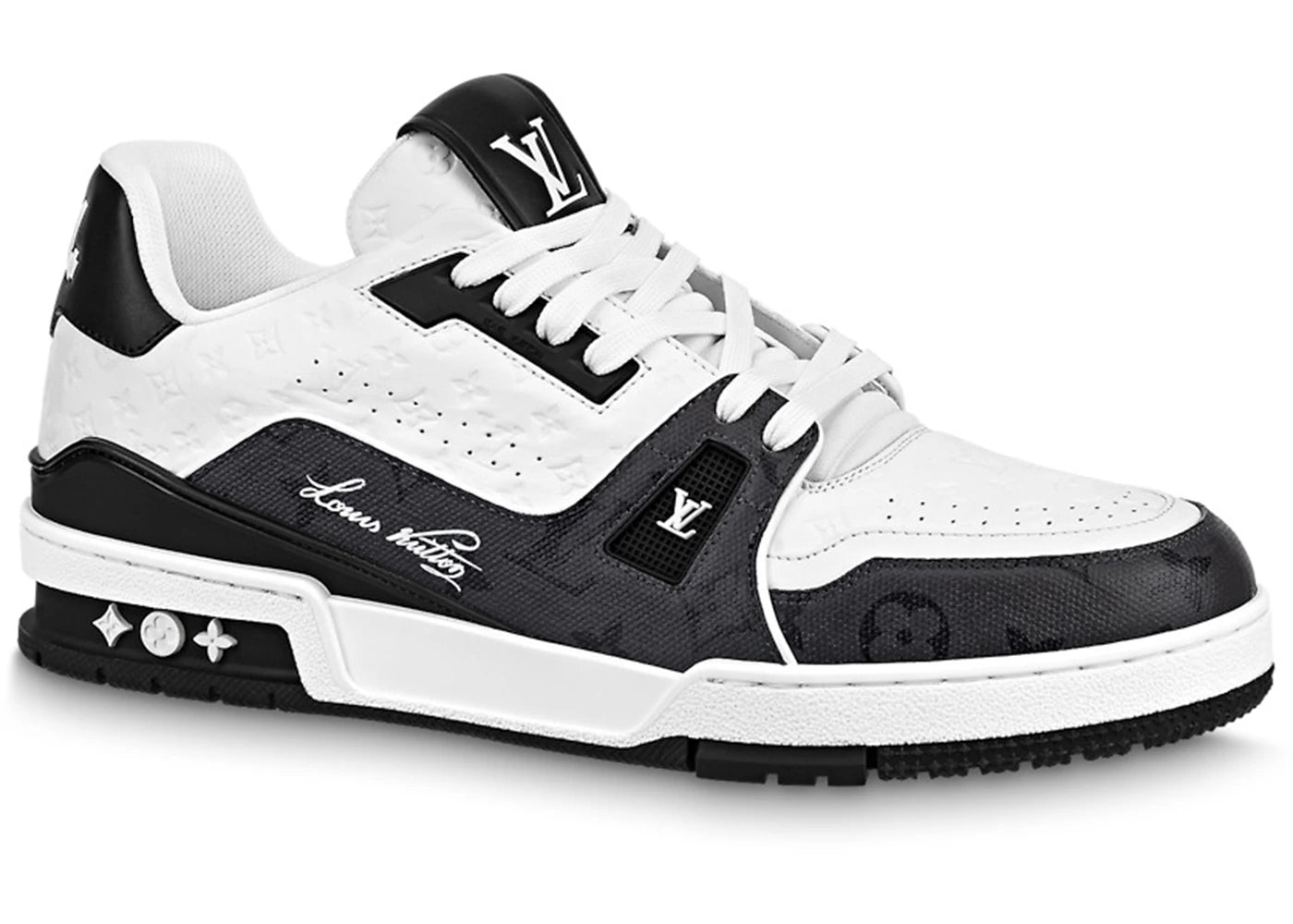 louis vuitton trainer black white mini monogram