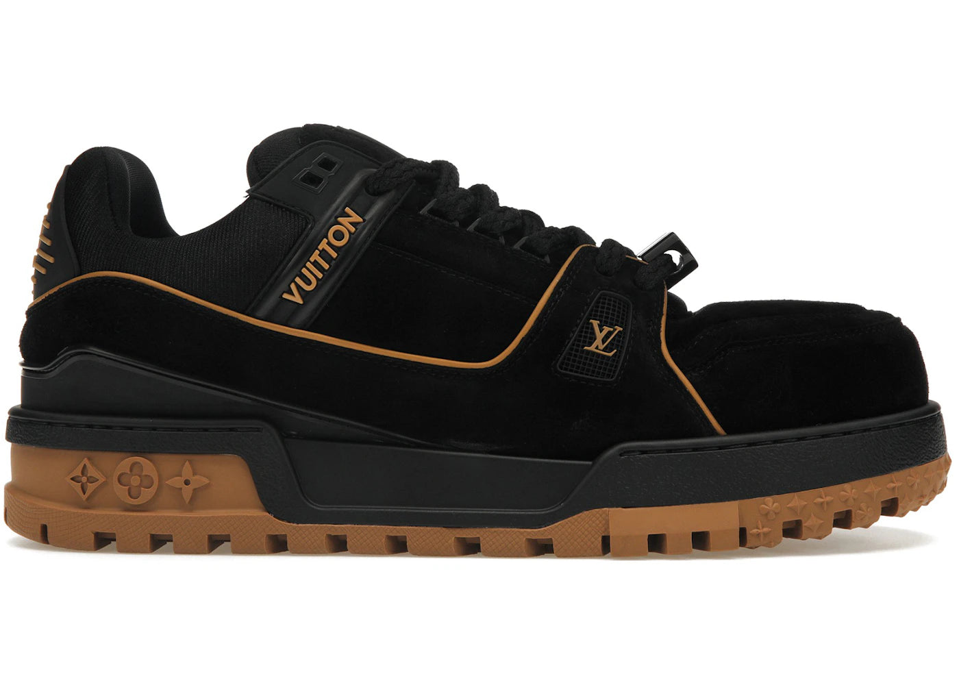 louis vuitton trainer maxi black brown suede