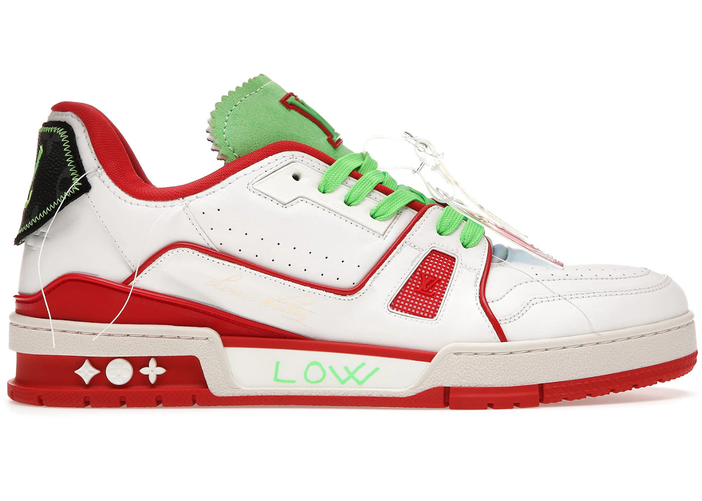 louis vuitton trainer neon red