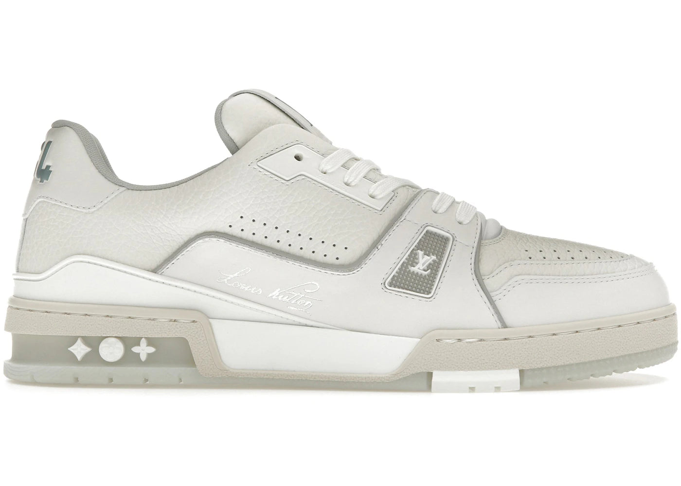 louis vuitton trainer white grey signature