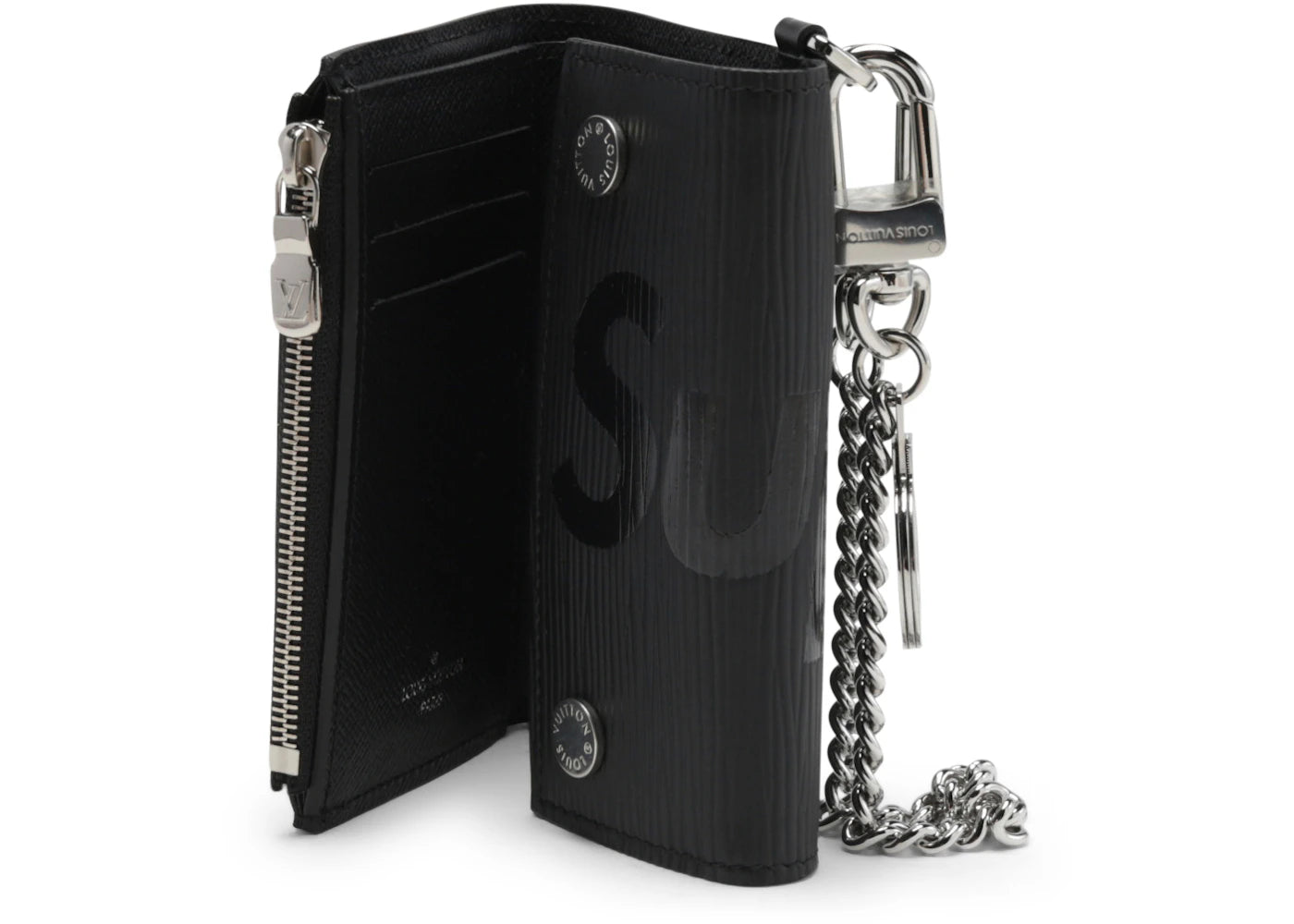 louis vuitton x supreme chain wallet epi black 