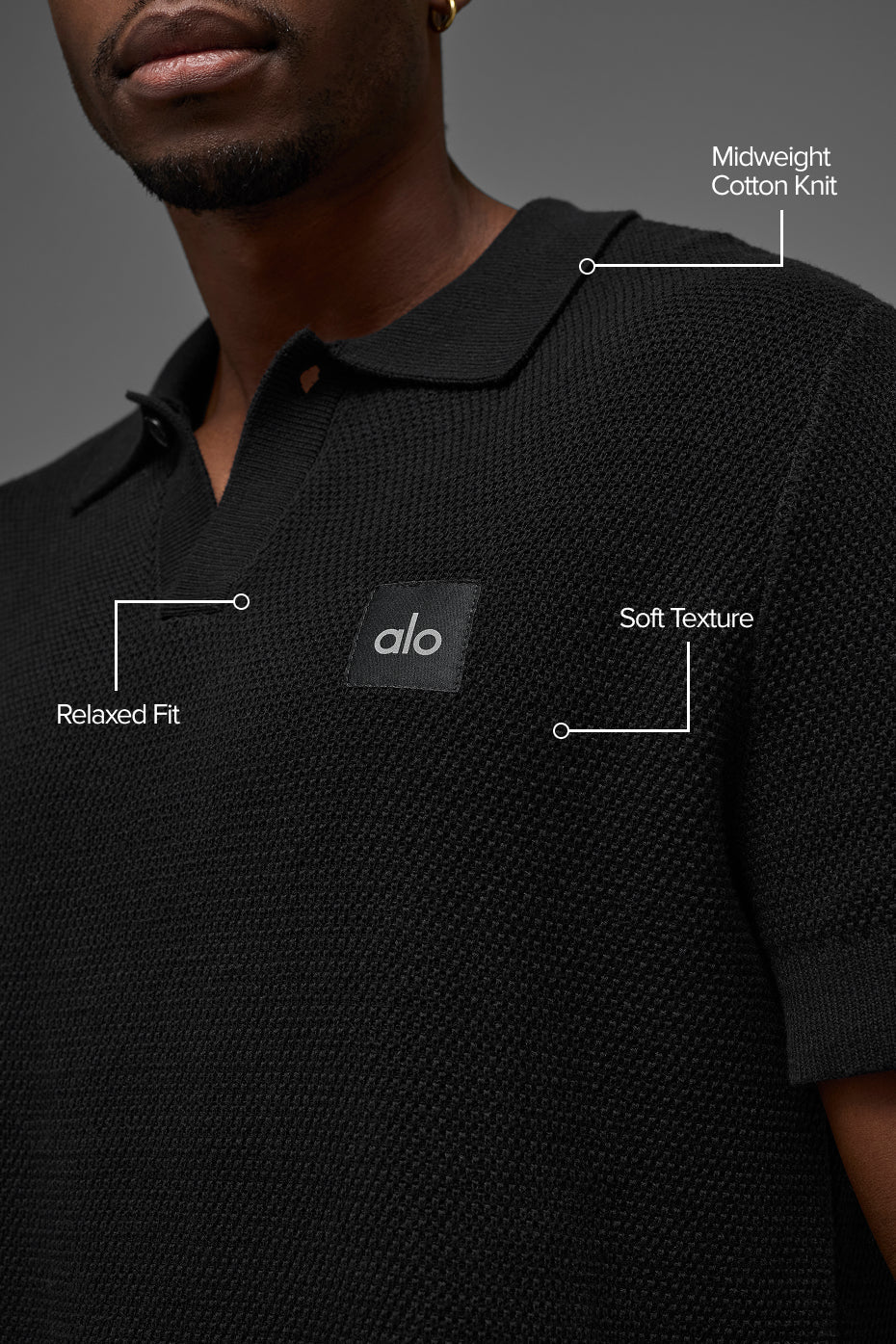 Alo Yoga Sports Club Sweater Knit Polo