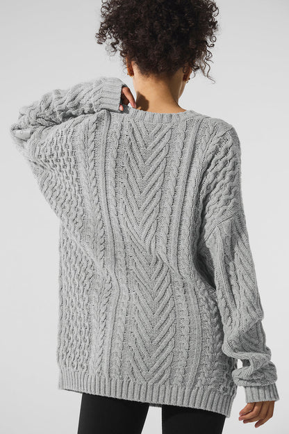 Alo Yoga Women'S Cable Knit Crew Neck Sweater