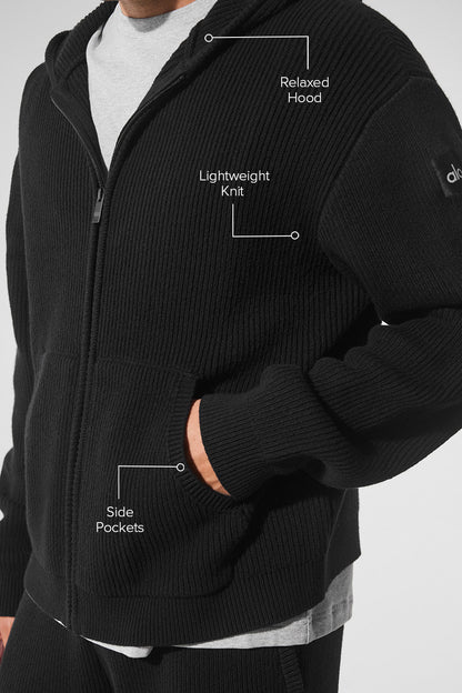 Alo Yoga Domain Rib Knit Full Zip Sweater