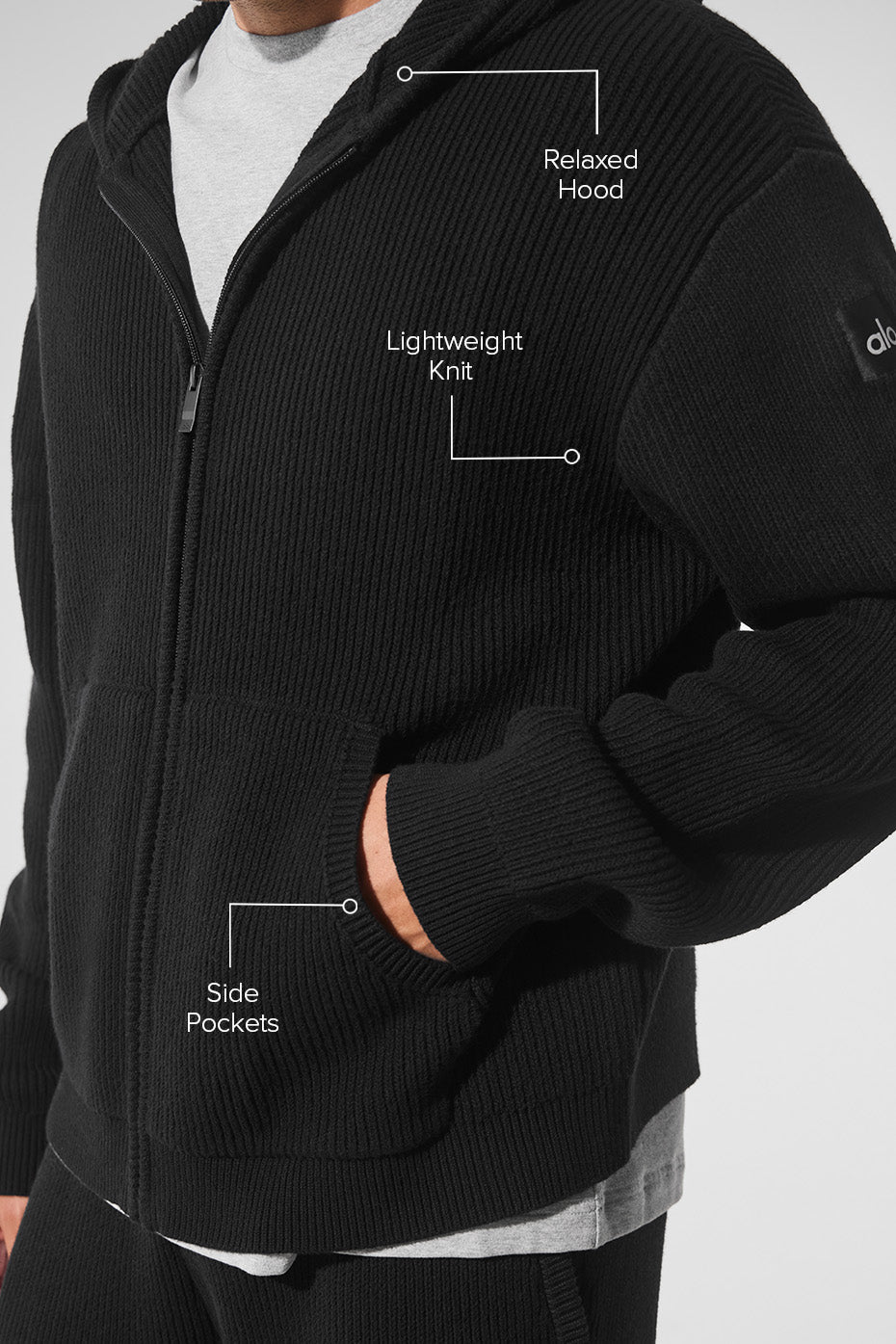 Alo Yoga Domain Rib Knit Full Zip Sweater
