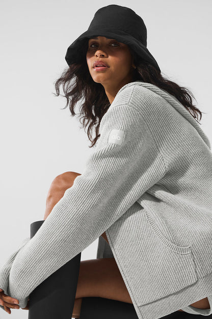 Alo Yoga Women'S Domain Rib Knit Full Zip Sweater