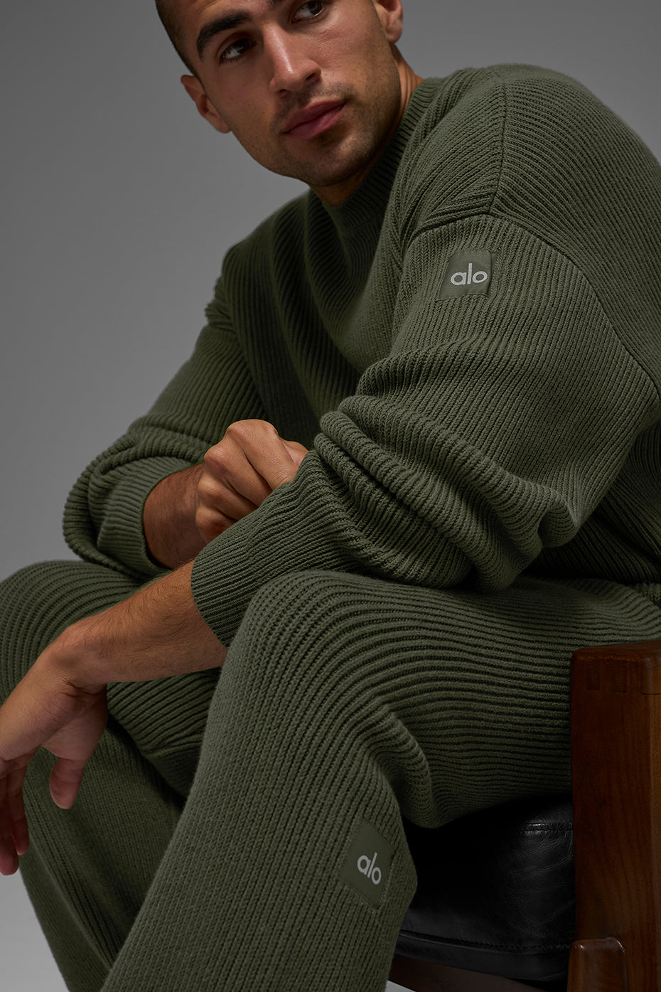 Alo Yoga Domain Rib Knit Crew Sweater
