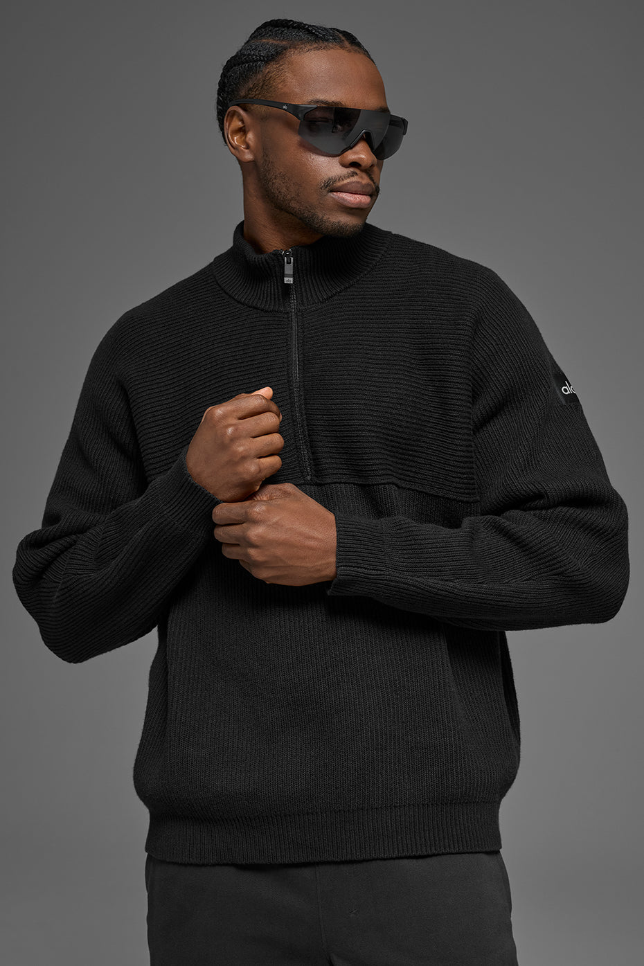 Alo Yoga Domain Shift Rib Knit 1/4 Zip Sweater