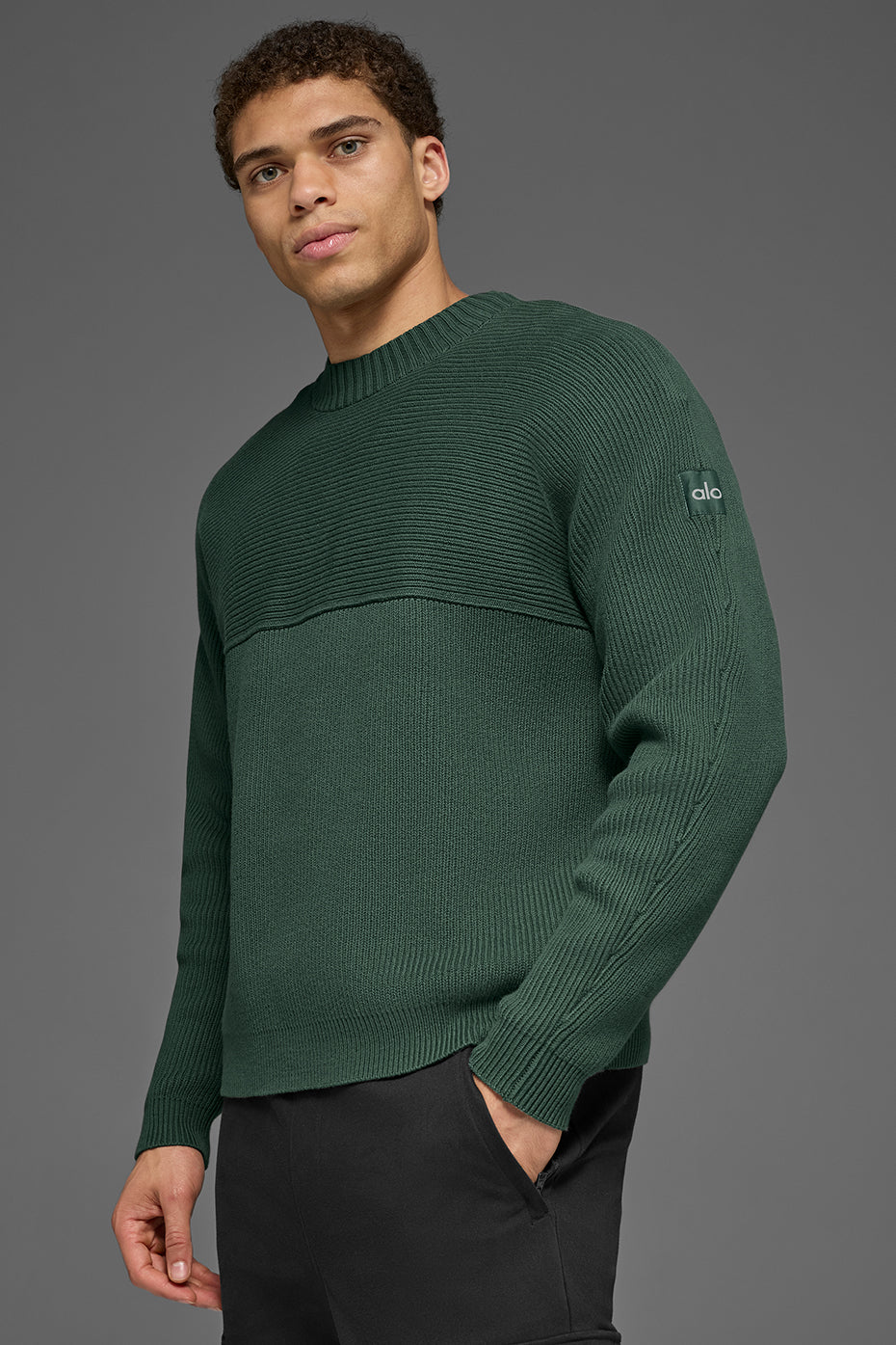 Alo Yoga Domain Shift Rib Knit Sweater Crew