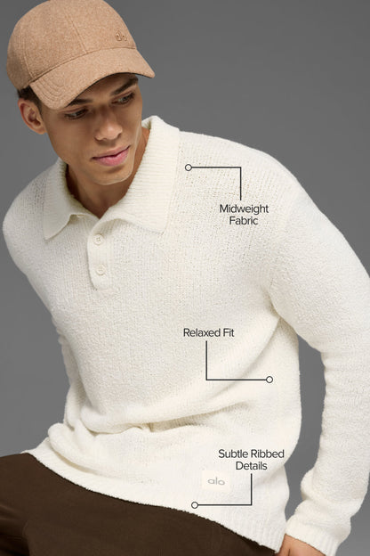 Alo Yoga Textured Knit Long Sleeve Polo