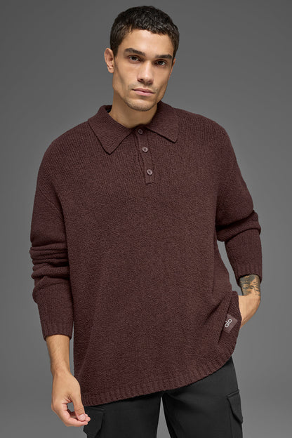 Alo Yoga Textured Knit Long Sleeve Polo