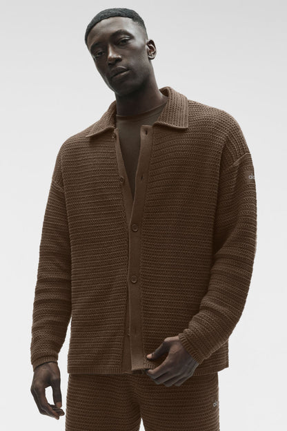 Alo Yoga Shift Knit Button Up Long Sleeve