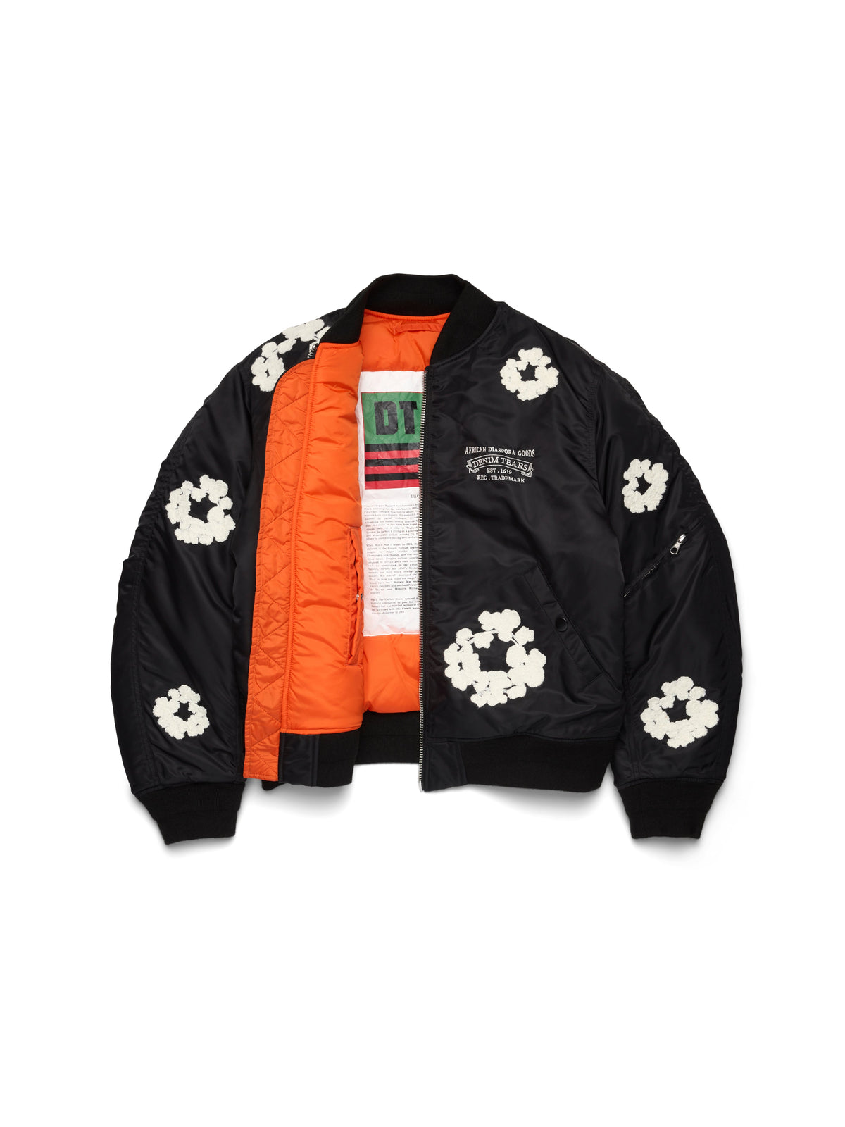 Denim Tears Cotton Wreath MA-1 Bomber Jacket Black