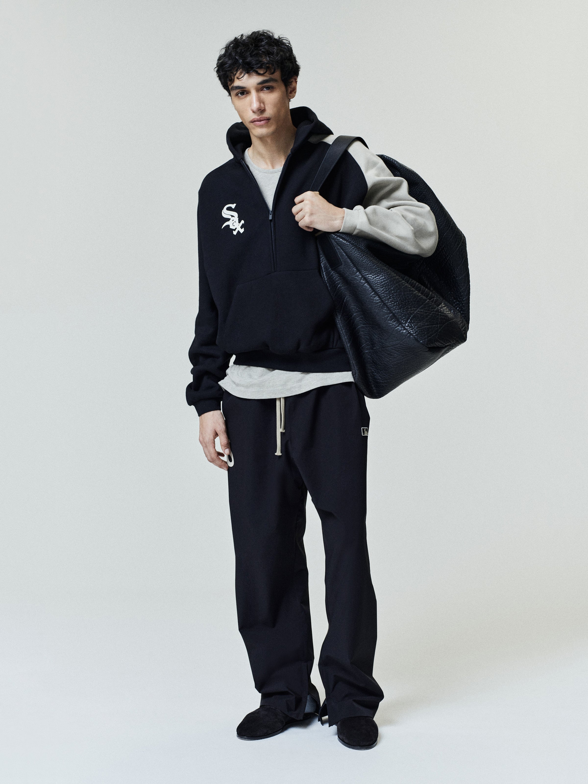Essentials White Sox Raglan Half Zip Sport Hoodie Black